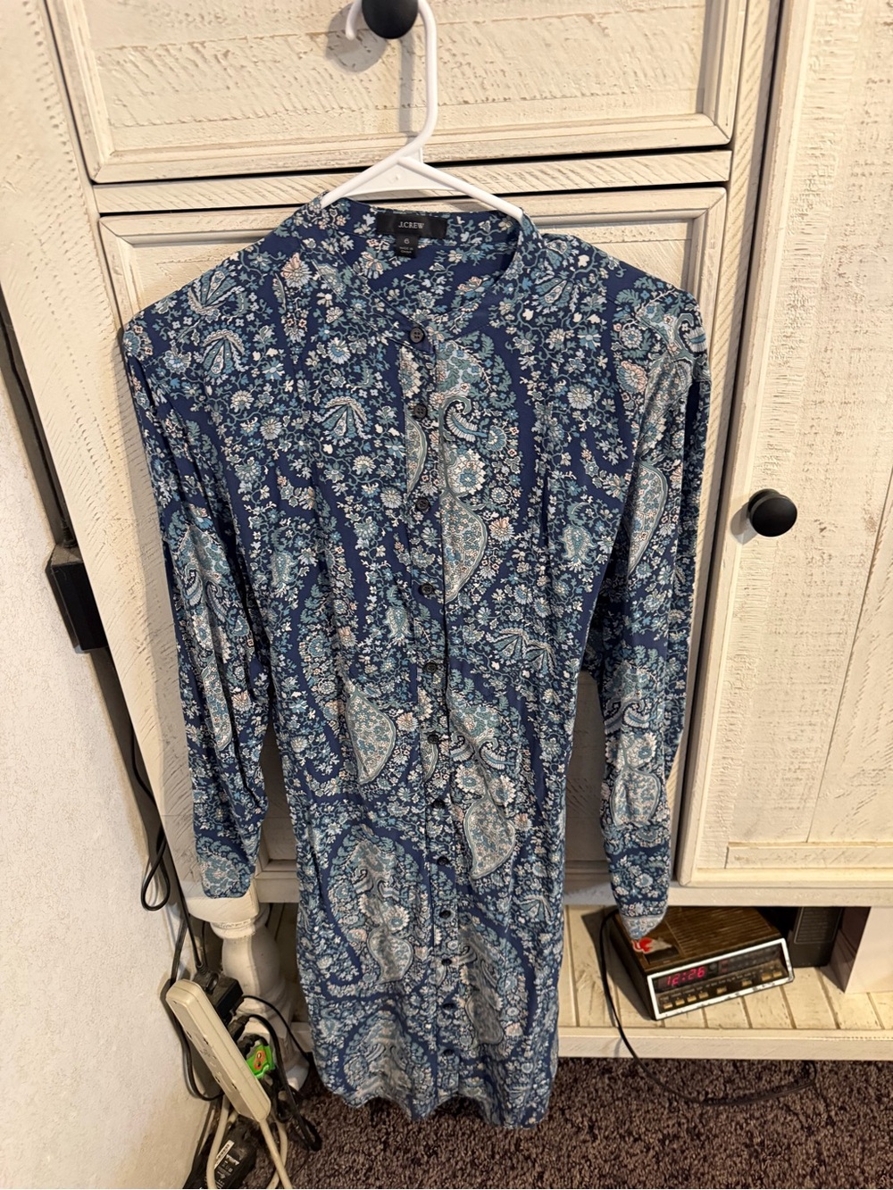 J. Crew Men's Navy and Light Blue Paisley Button-Down Shirt